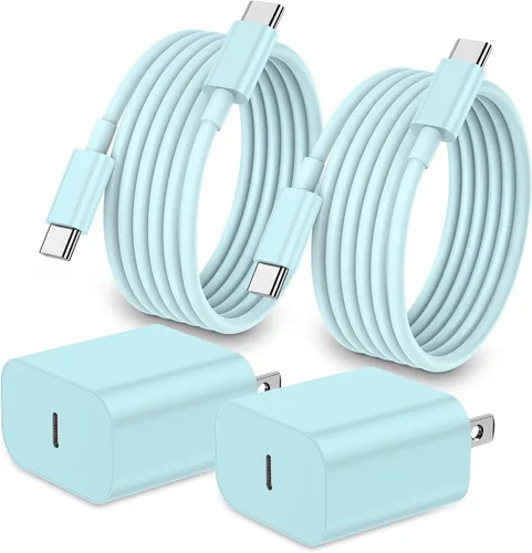 Vista 13 de Cargador de carga rápida para iPhone 17, 16, 15, paquete de 20 W, Apple iPad, USB C, bloque Chrager de pared con cable USB C a C de 6 pies para Negro