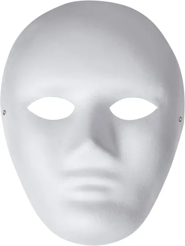 Vista 4 de 4 máscaras de papel blanco para bricolaje, máscara de mascarada pintable, disfraz de cosplay, Halloween, Mardi Gras, fiesta, máscaras de cara