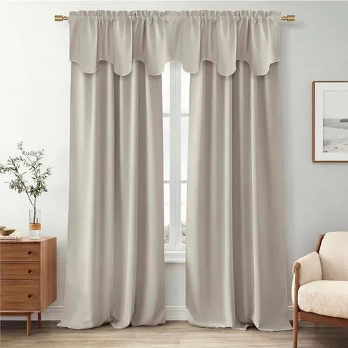 Vista 6 de NICETOWN Cortinas Cenefa Opacas para Oscurecer la Habitación, Cenefas Cortas de Cocina, Cortinas de Ventana Estilo Granja con Bolsillo para Barra