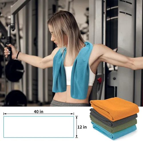 Vista 7 de YESLIFE Paquete de 4 toallas refrescantes de 40 x 12 pulgadas, toallas de gimnasio para hombres y mujeres, toallas de entrenamiento suaves y Negro