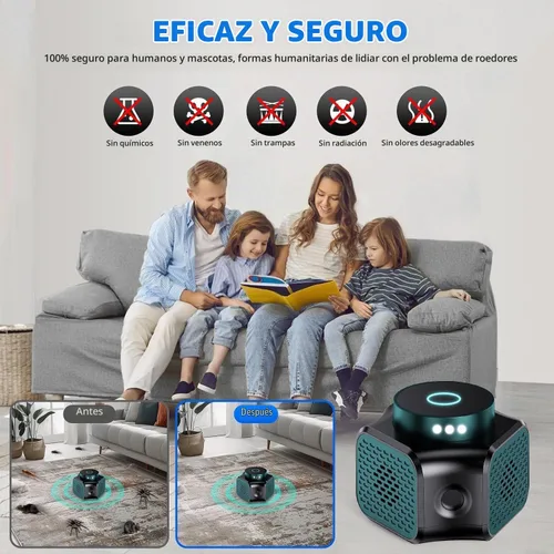 Vista 3 de Repelente ultrasónico para ratones, repelente de roedores para interiores Negro cian