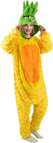 Vista 3 de vavalad Disfraces de piña para adultos, pijamas de una pieza, piña, fruta y piña, regalos para mujeres y hombres