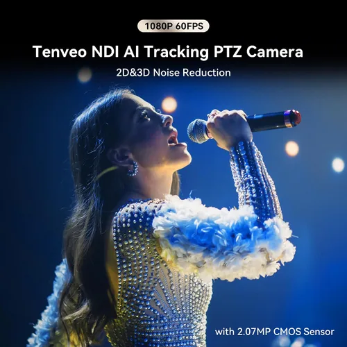 Vista 4 de Tenveo Cámara PTZ NDI, humanoide AI y seguimiento automático facial, zoom óptico 20X, 3G-SDI/HDMI/USB3.0/LAN (PoE) transmisión en vivo con luz