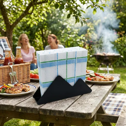 Vista 5 de Servilletero minimalista de acero inoxidable para encimera de cocina, mesa de comedor, escritorio de oficina, organizador para servilletas, cartas