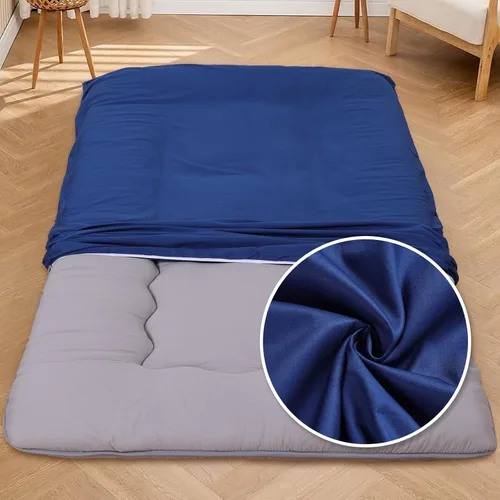 Vista 17 de Funda de colchón de futón de piso 100% algodón, suave, amigable con la piel, lavable, con cremallera, funda de colchón tatami, a prueba de polvo