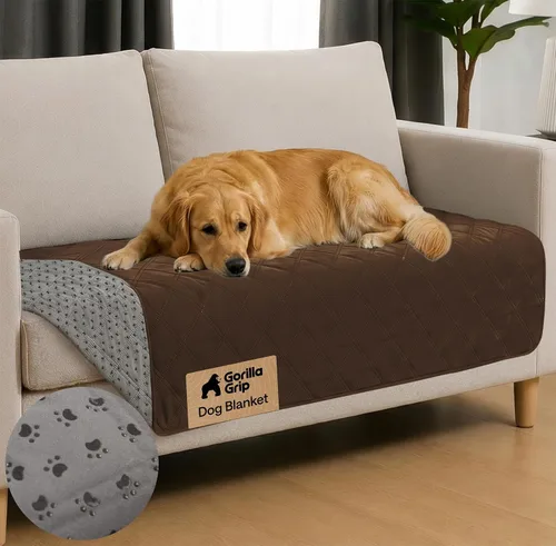 Vista 48 de GORILLA GRIP® Manta impermeable para perro, funda de sofá a prueba de fugas para perros, parte trasera de agarre de silicona, protege el sofá