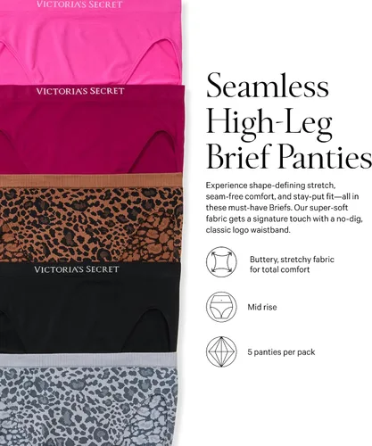 Vista 3 de Victoria's Secret Ropa Interior Brief sin Costuras para Mujer, Bragas de Cobertura Completa para Mujer, Paquete Múltiple (XS-XXL)