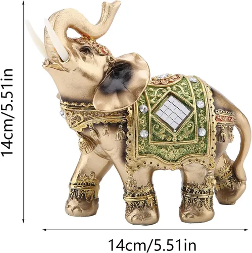 Vista 3 de TOPINCN Escultura de estatua de elefante de la suerte de Feng Shui, figura china de elefante de la suerte para decoración del hogar y la oficina