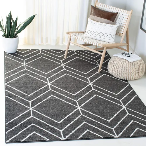 Vista 46 de SAFAVIEH Adirondack Collection - Alfombra decorativa, 2 x 3 pies, color negro y marfil, diseño geométrico moderno, no desprende pelusa y de fácil