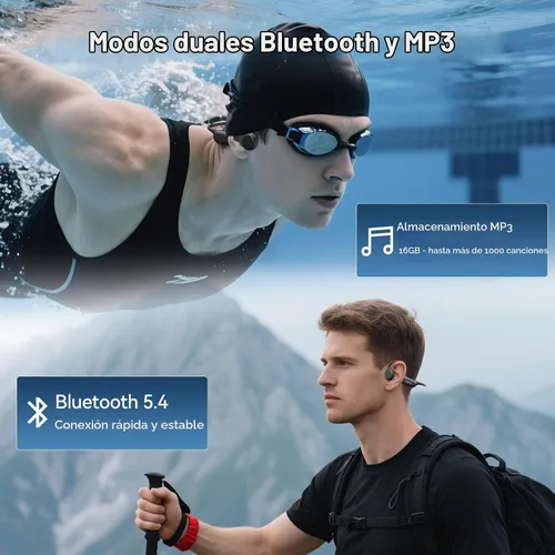 Vista 8 de Auriculares de natación NANK Runner4, auriculares de conducción ósea IP68 Negro