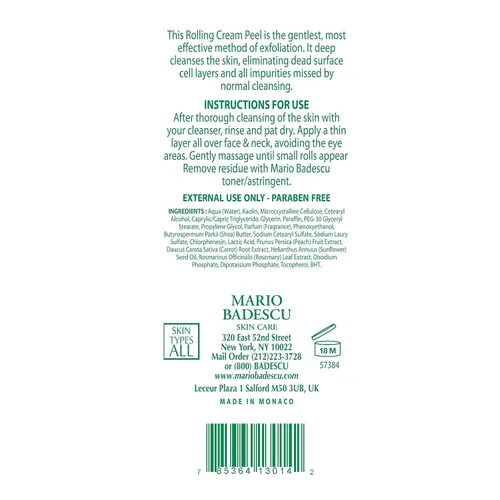 Vista 2 de Mario Badescu Exfoliante en crema rodante para AHA para todo tipo de piel, tratamiento facial con ácido láctico y caolín, mejora visiblemente