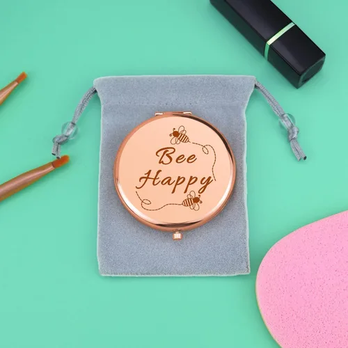 Vista 7 de Regalo de abeja para mujeres, regalos para amantes de las abejas de la miel, regalos para niñas, regalos inspiradores, espejo de maquillaje compacto
