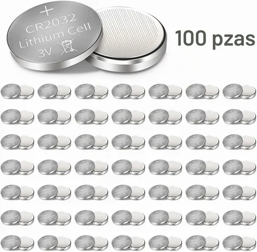 Vista 2 de CR2032 - Celdas de botón de litio de 3 V, paquete de 100 unidades para dispositivos de reloj y juguete