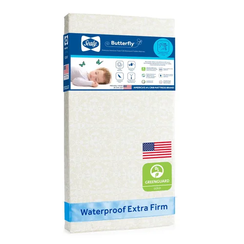 Vista 11 de Colchón de cuna Sealy Baby Butterfly Knit transpirable, certificado GREENGUARD GOLD, hecho en EE.UU., espuma premium, funda lavable y fácil