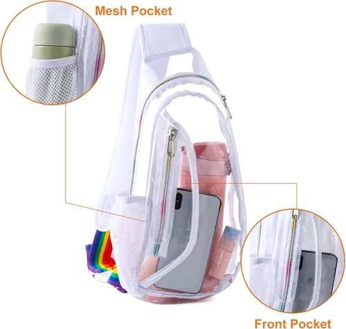 Vista 4 de Edraco Bolsa transparente aprobada para estadios, bolsa transparente en el pecho para senderismo, estadio o conciertos