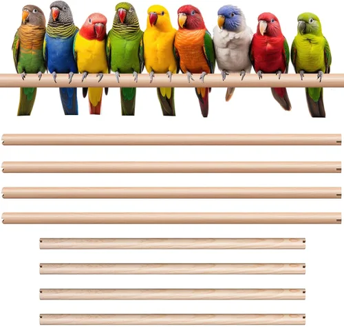 Vista 10 de Sintuff 8 perchas para pájaros para accesorios de jaulas, varillas de madera de repuesto con ranuras de doble cabeza, soporte de madera natural