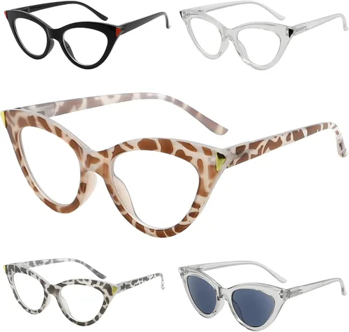 Vista 7 de Eyekepper Paquete de 4 anteojos pequeños para mujer estilo ojo de gato +0.00