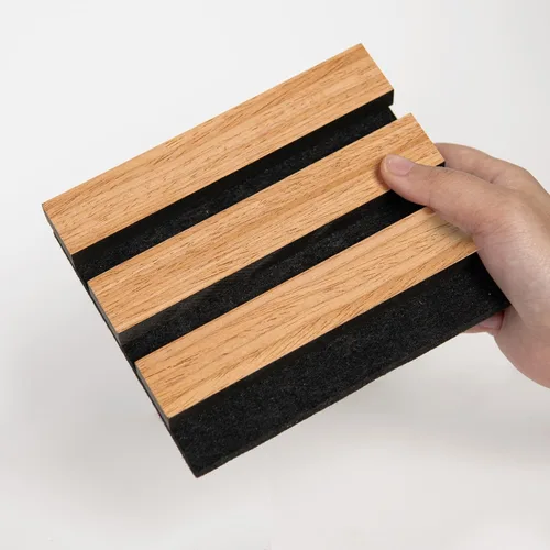 Vista 20 de SMARTSTANDARD Paneles acústicos de listones de madera de muestra, panel de pared de listones de madera insonorizado, nogal, paquete de muestra
