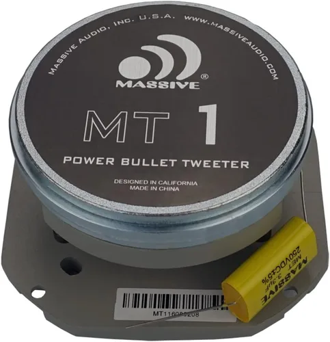 Vista 2 de Massive Audio MT1V2 - Tweeter Power Bullet de 3.5 pulgadas 4 ohmios, 60 W RMS Titanium Dome Super Tweeter, alta salida Pro Audio Highs, carcasa