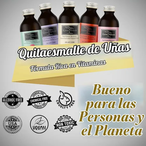 Vista 5 de Karma Organic Removedor de esmalte de uñas natural sin perfume con aceite de vitamina E, no tóxico, vegano, libre de crueldad, sin acetona