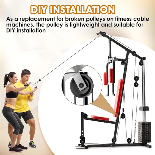 Vista 6 de Rueda de polea de cable de 115mm/4.5", accesorio universal de polea de rodamiento de nailon para gimnasio, sistema de polea de peso de reemplazo