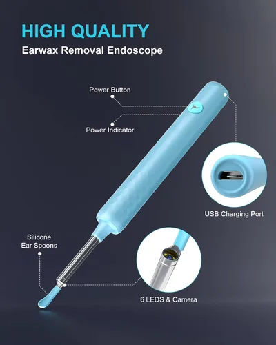 Vista 3 de DJROLL Eliminación de cera de oído, herramienta de eliminación de cerumen, cámara de oído, visor de oído con herramienta limpiadora de cera de oído