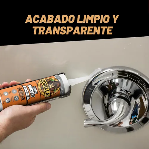 Vista 6 de Gorilla Sellador de silicona impermeable para calafatear y sellar, cartucho de 10 onzas (paquete de 1), sellador de calafateo transparente