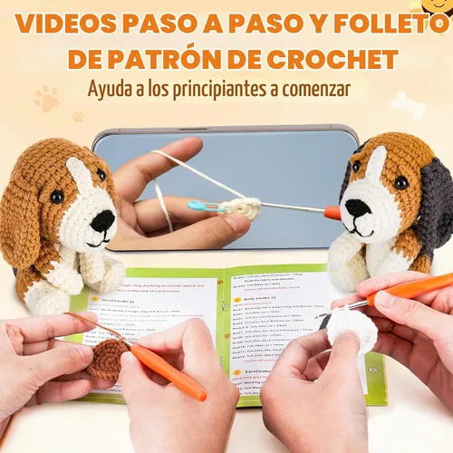 Vista 2 de Kit de ganchillo Crochetta para principiantes, kit de ganchillo para principiantes para adultos con videotutoriales paso a paso, kits de animales