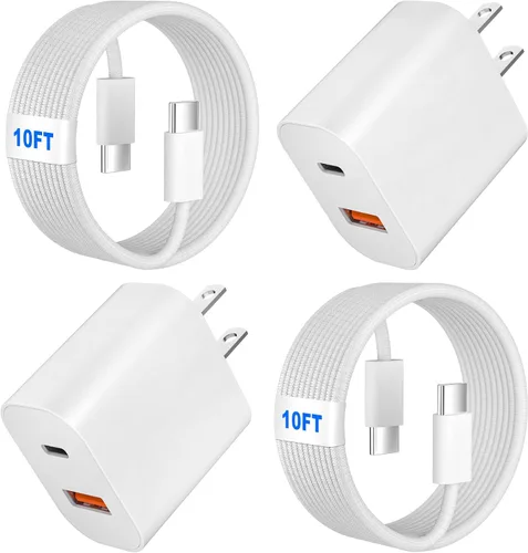 Vista 7 de Cargador A/C de doble puerto para iPhone 17 16 15, doble cargador USB A/C, bloque de carga rápida, paquete de 2 cargadores USB C rápidos de carga