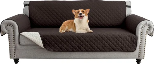 Vista 33 de UNBBRRL Funda de sofá reversible para perros y gatos, funda impermeable para muebles para mascotas y niños, protector de sofá con correas elásticas