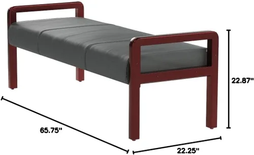 Vista 3 de Alera ALE Reception Lounge WL Series Bench, 65 3/4 x 22 1/4 x 22 7/8, negro/caoba