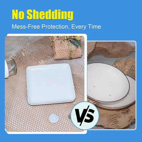 Vista 3 de Rollo de papel de embalaje de panal de abeja de 12 pulgadas x 295 pies con calcomanías frágiles, envoltura acolchada biodegradable para mudanza