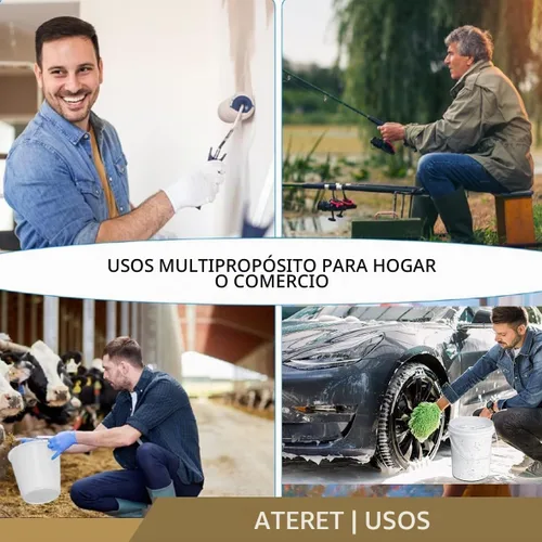 Vista 5 de ATERET Balde Blanco de 2 Galones Solo - Cubetas Multiusos - Grado Alimenticio - Fabricado en EE.UU. - Plástico Libre de BPA (Paquete de 3)