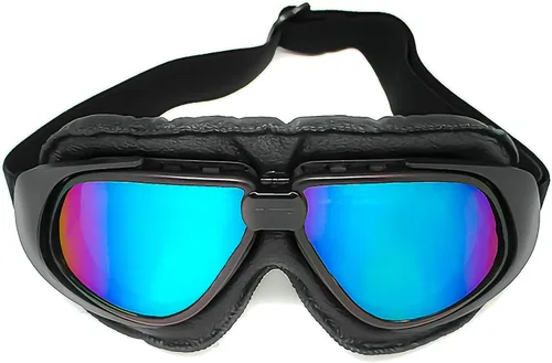 Vista 16 de Anteojos de seguridad para motociclismo, motonetas, medio casco clásico para Vespa, estilo aviador, plegable con lentes transparentes T008 Marco