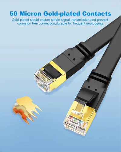Vista 4 de CAT8 Cable de Ethernet, alta velocidad, 40 Gbps, 2000 MHz, SFTP, cable de Internet de red LAN con conector RJ45 chapado en oro para router, módem