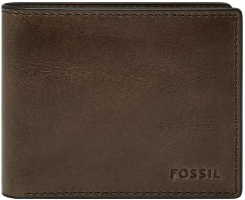 Vista 17 de Fossil Derrick - Cartera plegable de piel con bloqueo RFID y ventana de identificación abatible para hombre