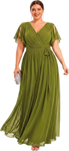 Vista 11 de Ever-Pretty Plus Vestidos de dama de honor formales de gasa para mujer Negro