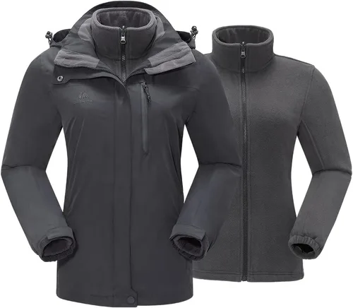 Vista 6 de CAMEL CROWN Chaqueta de esquí impermeable 3 en 1 para mujer, abrigo de invierno rompevientos, chaquetas de snowboard para lluvia, nieve, senderismo