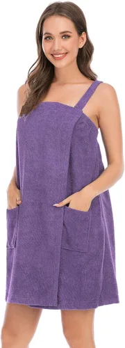 Vista 117 de Veseacky Toalla de baño para mujer con bolsillo, bata de spa ajustable y diadema facial