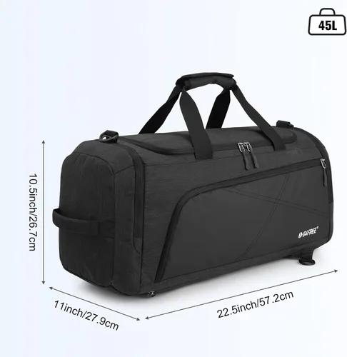 Vista 5 de G4Free Mochila de lona de 3 vías de 45L60L, bolsa de gimnasio con bolsillo húmedo y compartimento para zapatos, bolsa de lona para viajes