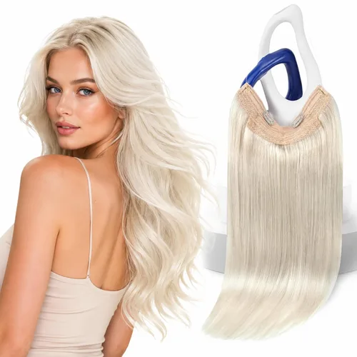 Vista 20 de Sunny - Extensiones de cabello humano real, con cable/hilo y clips ajustables, aplicación invisible, 2.82 onzas, 12 pulgadas, color rubio cenizo