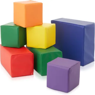 Casafield Juego de bloques de espuma grandes para niños pequeños (juego de 7 piezas), cubos de juego suave para apilamiento, colores y tamaños