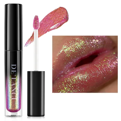 Vista 10 de Lápiz labial Chameleon color azul y verde, brillo de labios metálico brillante para mujeres y niñas, regalo de maquillaje de labios, hidratante
