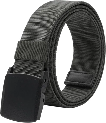 Vista 9 de LionVII Cinturones elásticos para hombre con hebilla de plástico sin metal para deportes de trabajo, fácil de recortar para adaptarse a cintura