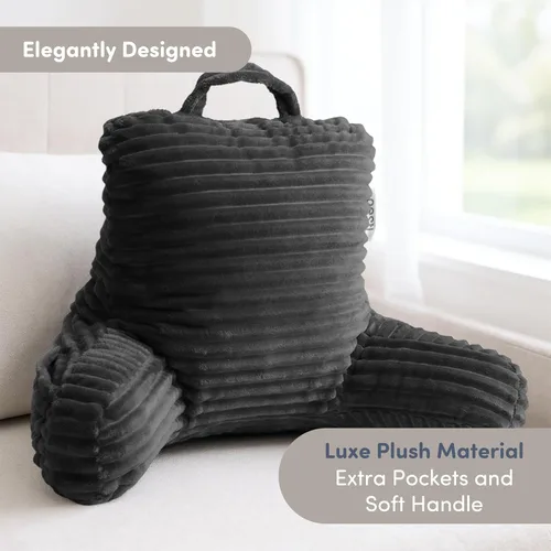 Vista 2 de Nestl Almohada de lectura para niños y adolescentes con espuma viscoelástica triturada, almohadas de respaldo de felpa de corte lujoso para leer