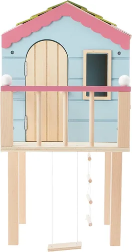 Vista 2 de Lottie Juego de casa de árbol de madera con escalera deslizante y columpio para muñecas de 7 pulgadas