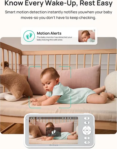 Vista 5 de Dr.Care LumiView Smart WiFi Baby Monitor – 5 pulgadas 1080P FHD y control de aplicación de cámara 2K, modo de privacidad, batería extraíble de 5000