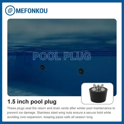 Vista 4 de Tapones de invierno para piscina de 1.5 pulgadas con tornillo SS y tornillos de acero inoxidable, goma resistente para piscinas enterradas y sobre