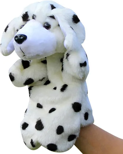 Vista 5 de Marionetas de peluche para perros y cachorros, juguetes de peluche para contar historias imaginativas (marrón)