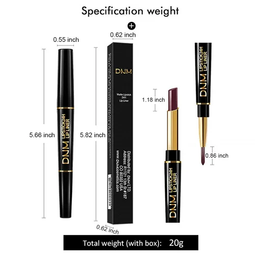 Vista 6 de evpct 1Pcs Kit de delineador de labios y lápiz labial rojo oscuro profundo para mujer, kit de labios mate con delineador de labios, manchas de 1